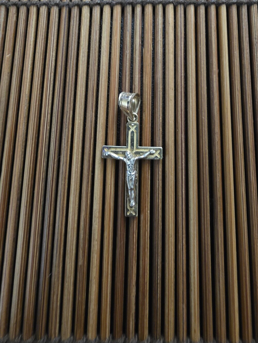 10k Yellow, White Gold Cross Pendant (Vintage)